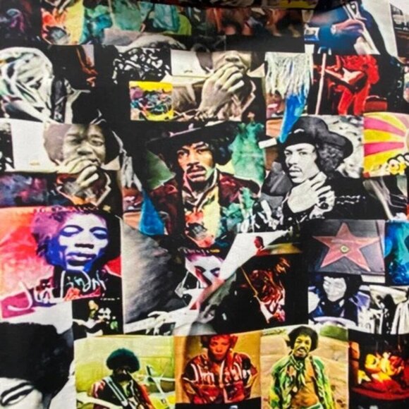 Jimi Hendrix Photo Collage Shirt Men's 3X/4X Hawaiian Style Camp Top Rare EUC - Picture 6 of 8
